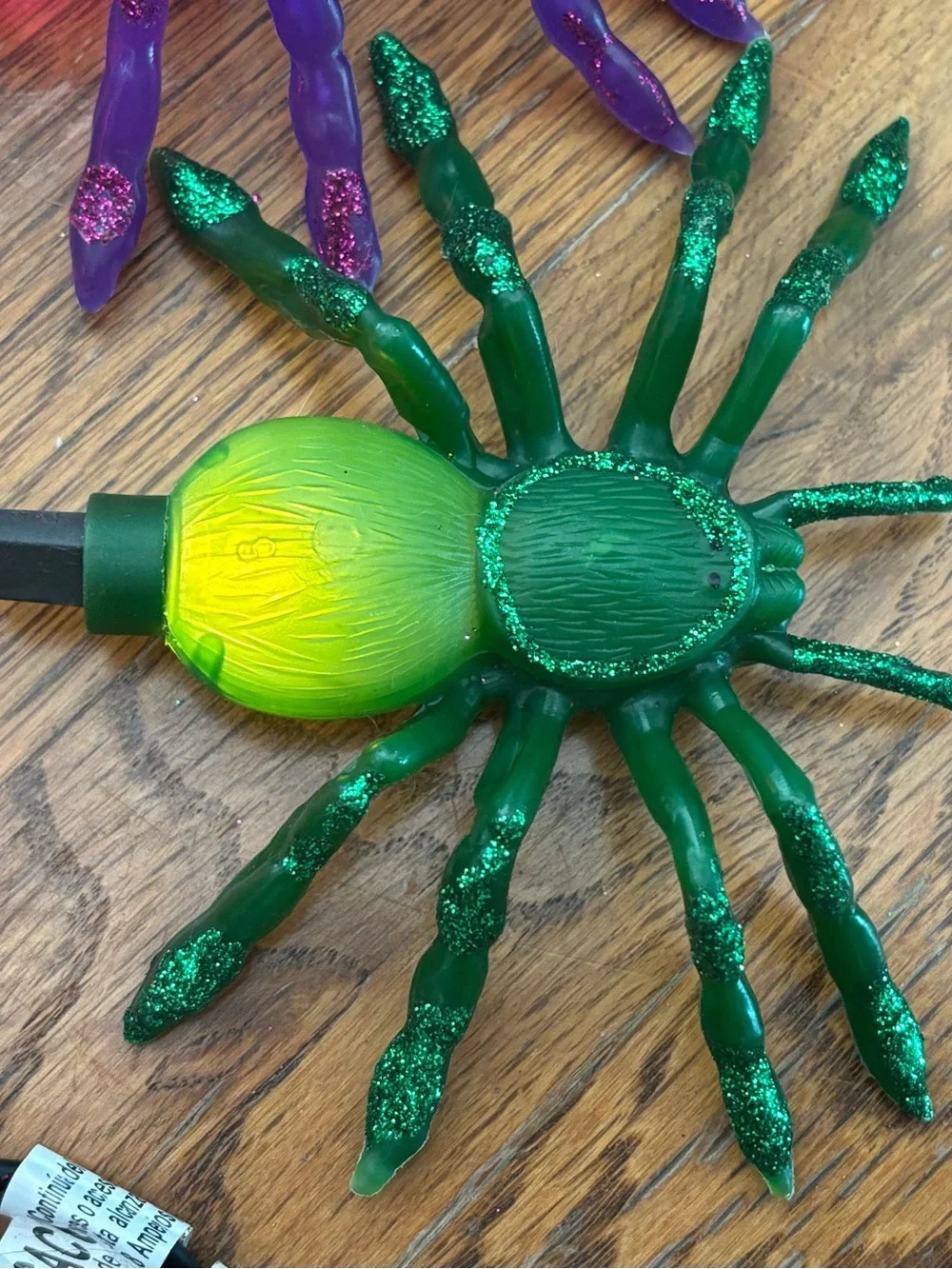 Halloween Tarantula Spider String Lights - Purple, Orange, Green Unused No Box